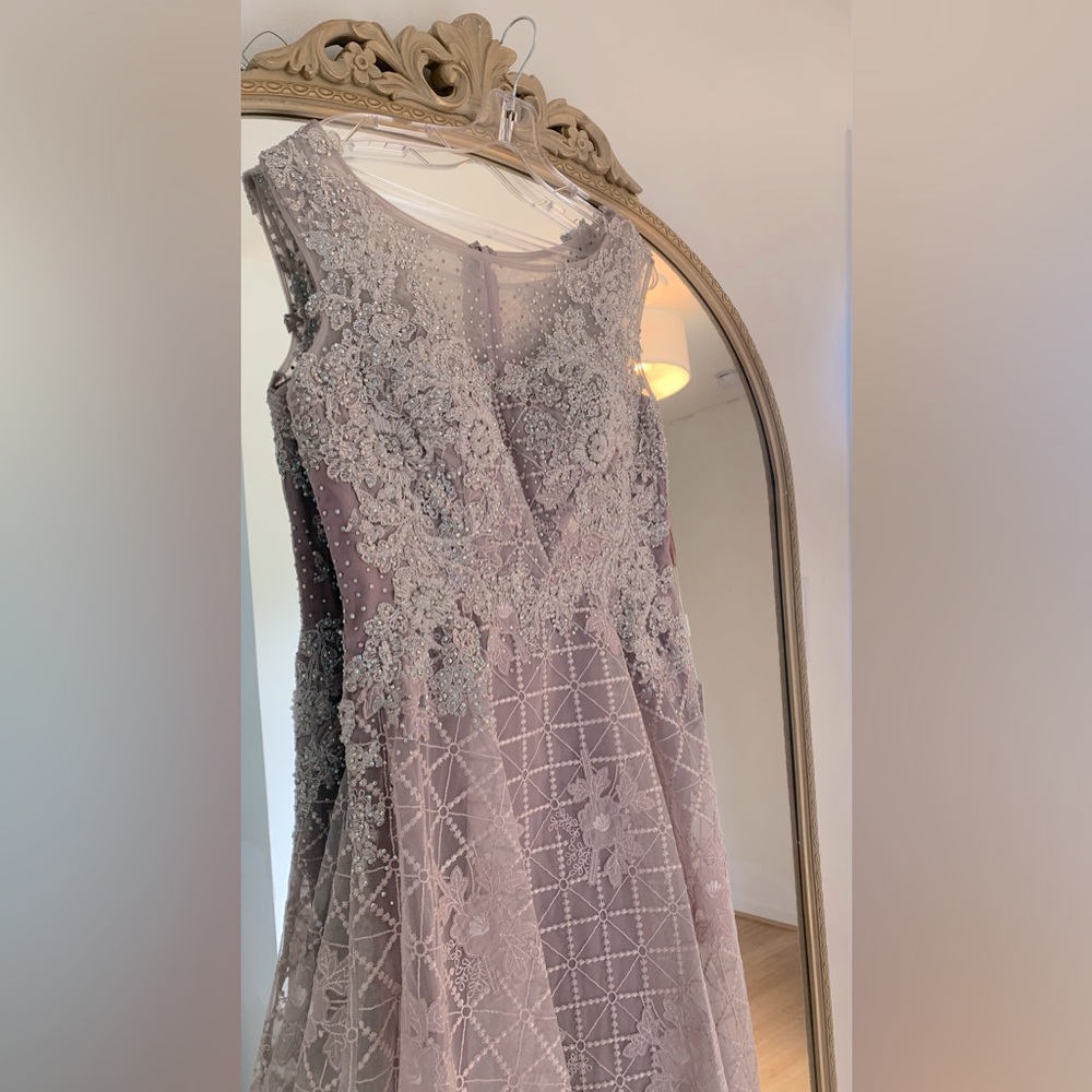 LARA Dresses Bedazzled Illusion Bateau Ballgown NWT. Mauve